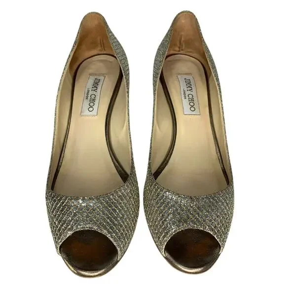 Jimmy Choo Isabel Champang Glitter High Heels Sz EU39 US9 - Picture 2 of 15